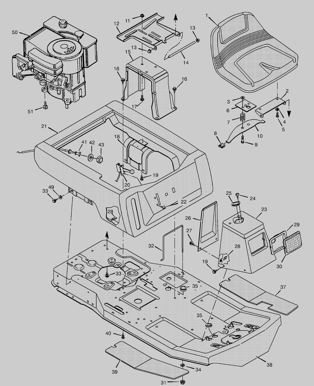 Body Chassis Diagram and Parts List for 30546X199A  Briggs and Stratton Lawn Tractor